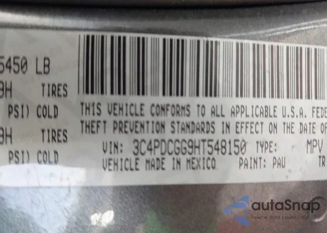 2017 Dodge Journey Crossroad Plus from USA, damaged, VIN 3C4PDCGG9HT548150